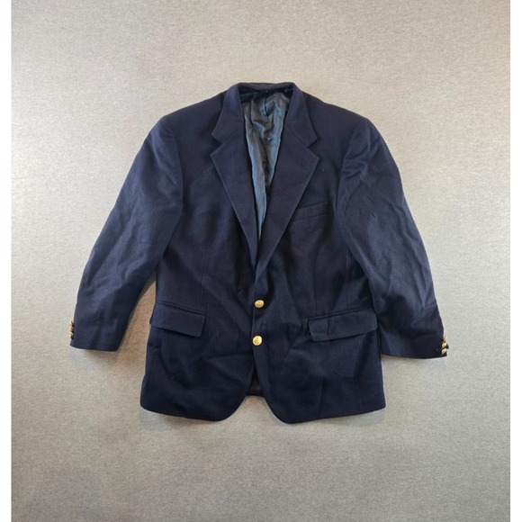 VINTAGE Polo University Club Blazer Mens 46R Navy Wool Gold Buttons Made USA 90s
